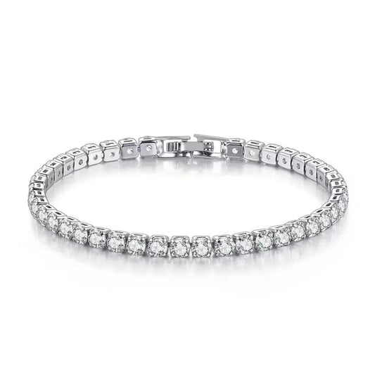 CALYMIX S925 Sterling Silver Bracelet Zirconia Tennis Ball Women Fashion Simple Engagement Wedding Charm Jewelry 4mm 16-20cm