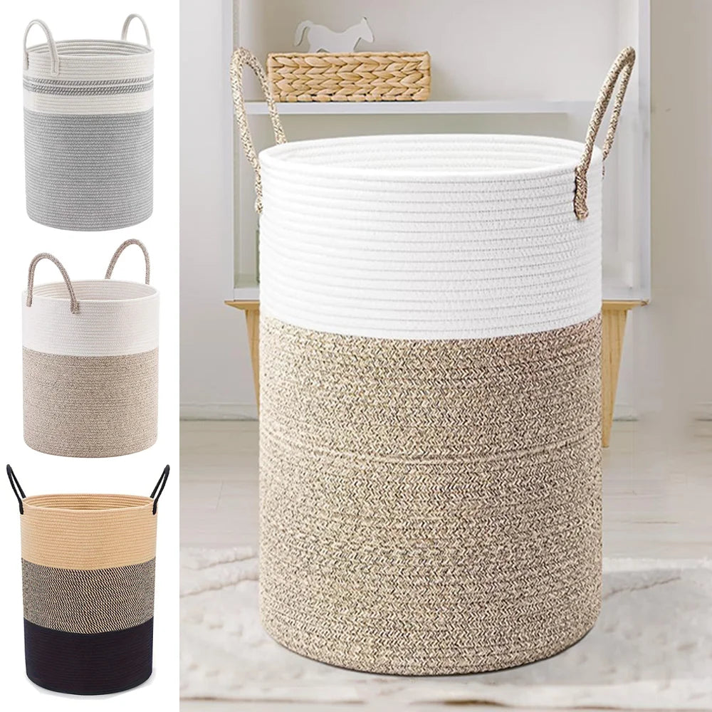 Extra Large Laundry Storage Bag, Woven Dirty Clothes Basket With Cotton Rope Handle, Dirty Clothes Hamper, Toy Storage Basket