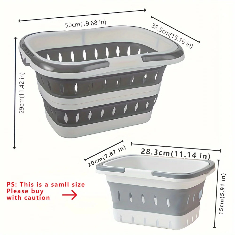 Hemasa  Portable Plastic Folding Laundry Basket Dirty Clothes Washing Bucket Container With Handle For Bathroom Storage Sorting