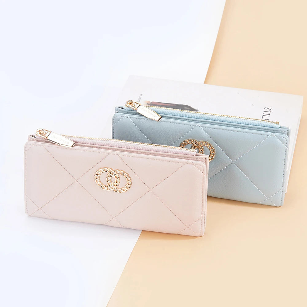 Women's Long Wallet Pu Leather Multi Slots Card Holder Large Capacity Zipper Coin Purse Phone Clutch Red White Wallets for Women