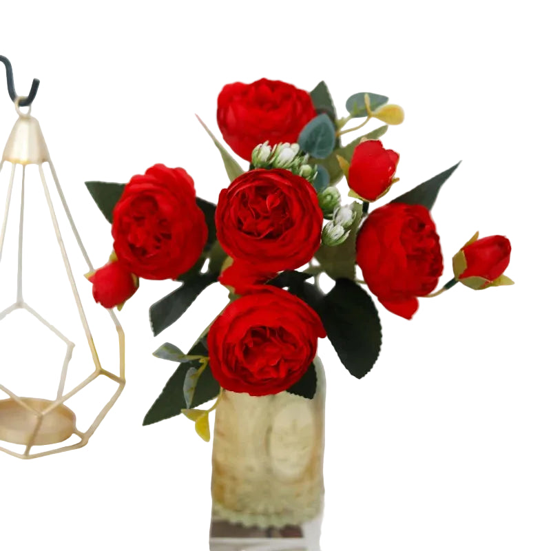 Tejesa 3 Pcs  Peony Artificial Flower Exquisite Wedding Bridal Party Bouquets Home Vase Accessories Fake Christmas Table Garden Backdrop Decor