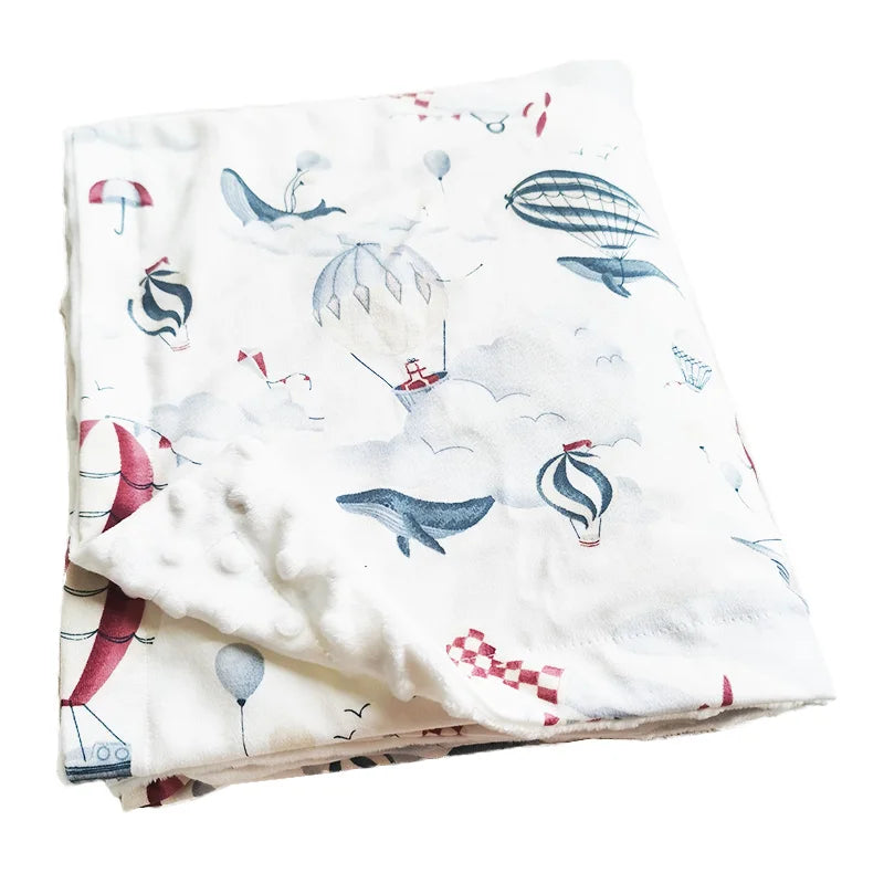 Tejesa Knitted Cotton bean fleece double-sided baby blanket swaddle children's blanket cartoon soft and comfortable newborn quilt