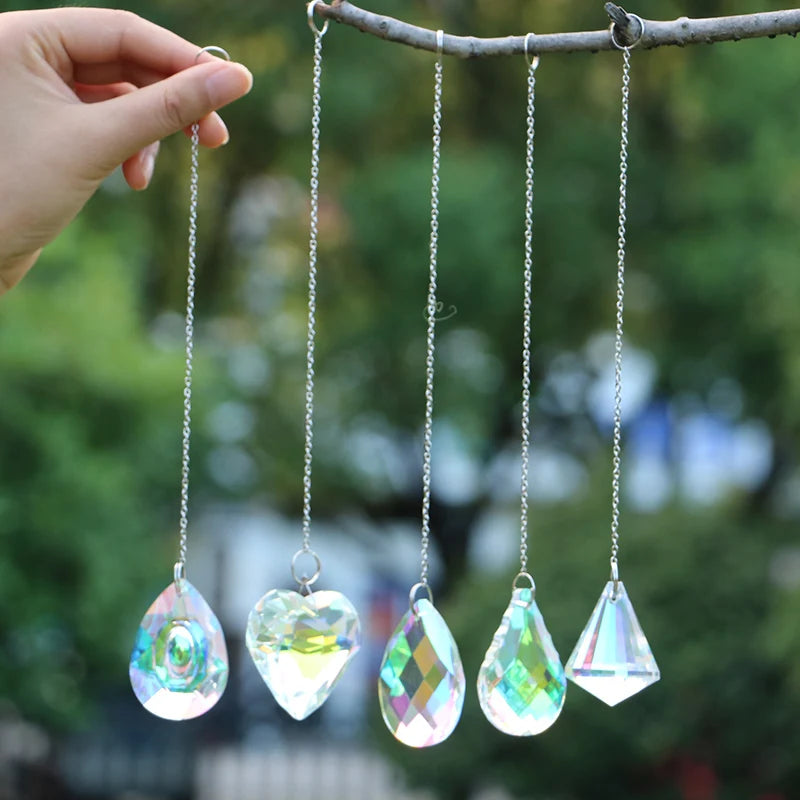 Hanging Heart Suncatcher Prism Pendant for Home Office Garden Decoration Rainbow Maker Window Pendant