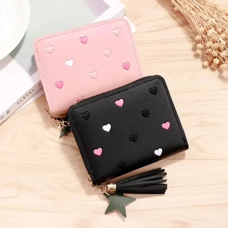Hemasa  Women Small Wallet Ladies Mini Tassel Wallet Cute Girl Short Zipper /Pu Leather Coin Purse Female Hand Wallet Purse