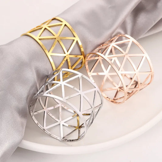 3/6/12Pcs Gold Silver Napkin Ring Hollow Paper Napkin Buckles Napkin Holder Birthday Wedding Christmas Party Decor Dinner Table
