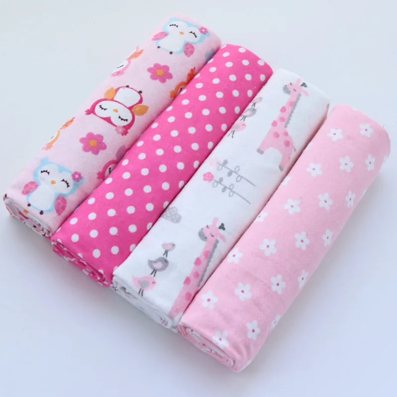 Hemasa 4pcs/pack 100% Cotton Flannel Diapers Supersoft Receiving Baby Blanket Newborn Wrap 76x76cm Baby Bedsheet Print Blanket Swaddle