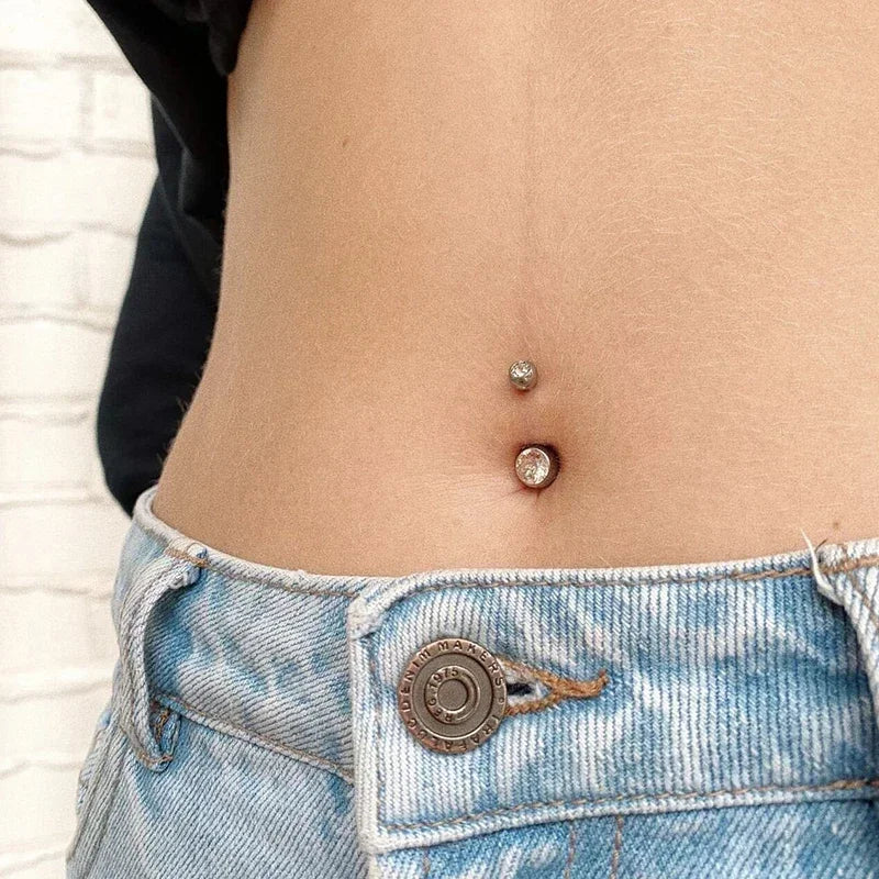 G23Titanium 14G 8/10/12/14mm Surgical Titanium Belly Button Rings Zircon Navel Bar Body Piercing Jewelry Nombril Ombligo Barbell