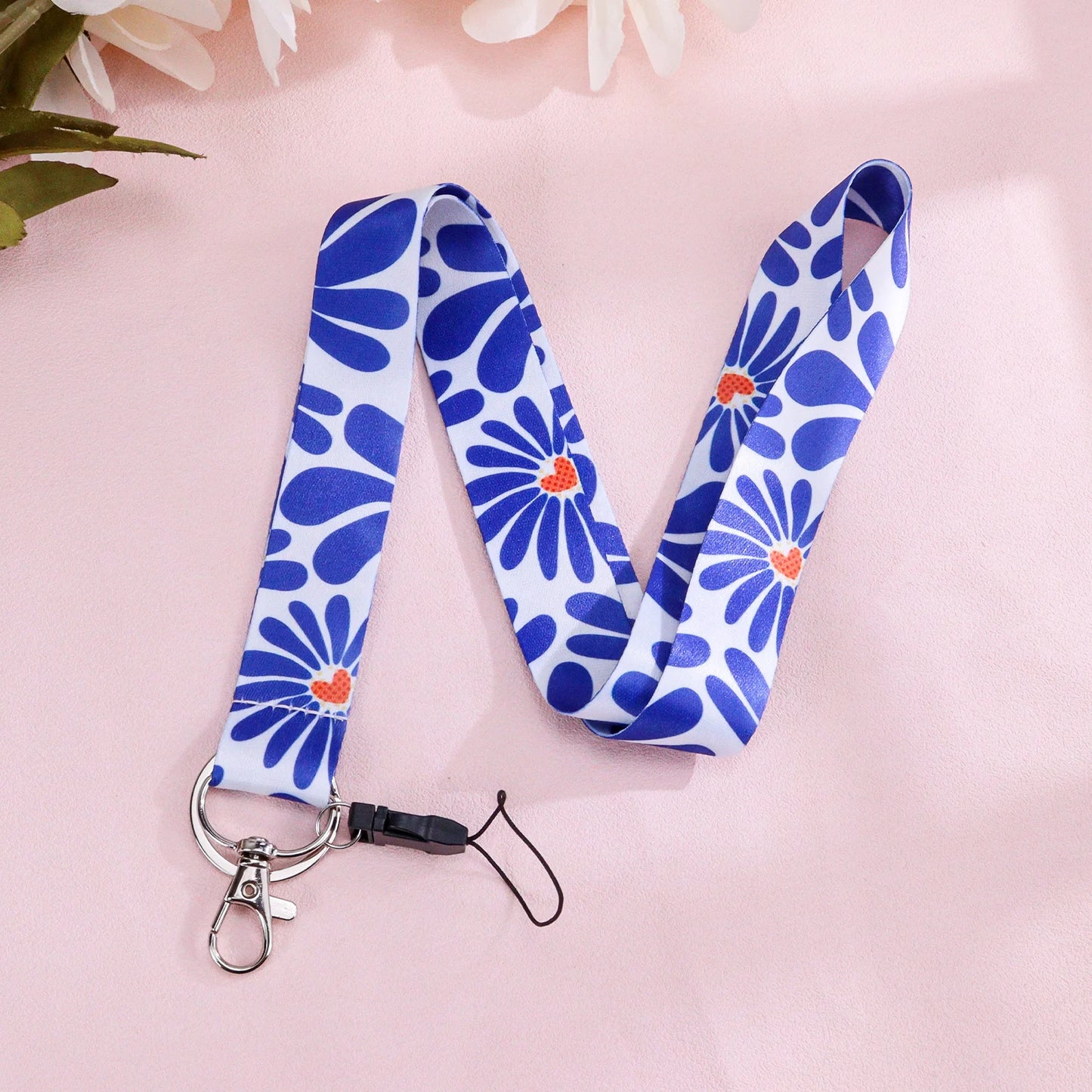Tejesa Cell Phone Lanyard Blue Daisy Neck Lanyard for ID Card Holder Cute Flower Teacher Lanyard