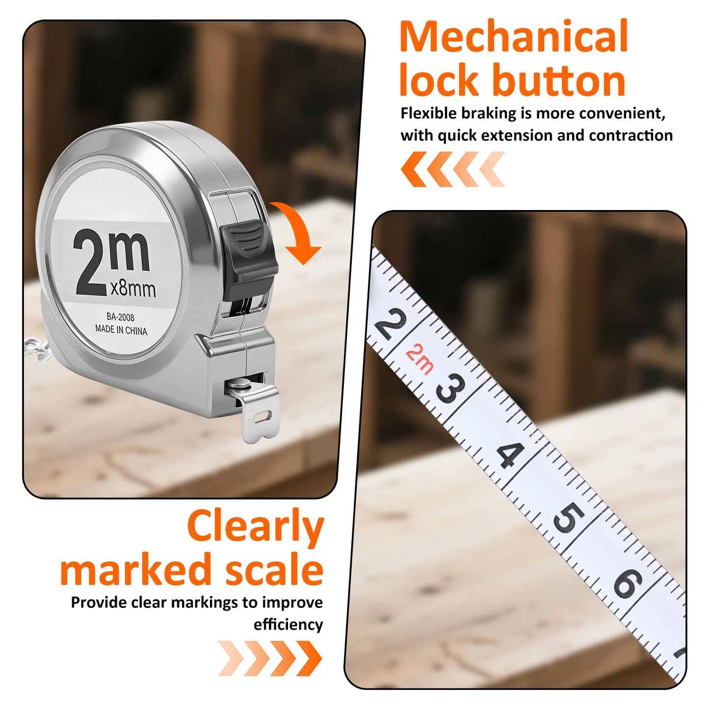 6PCS Mini Tape Measure 2M Retractable Small Steel Measuring Tape with Keychain Portable for Home Office School and DIY Project