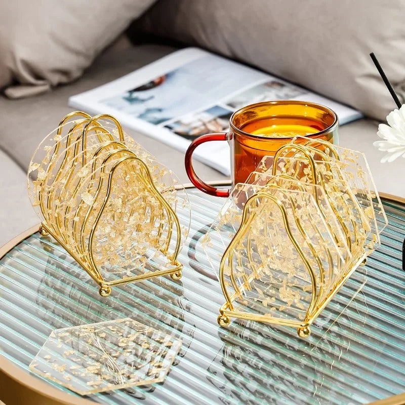 Hemasa Silicone Cup Coaster with  Gold Foil Decor