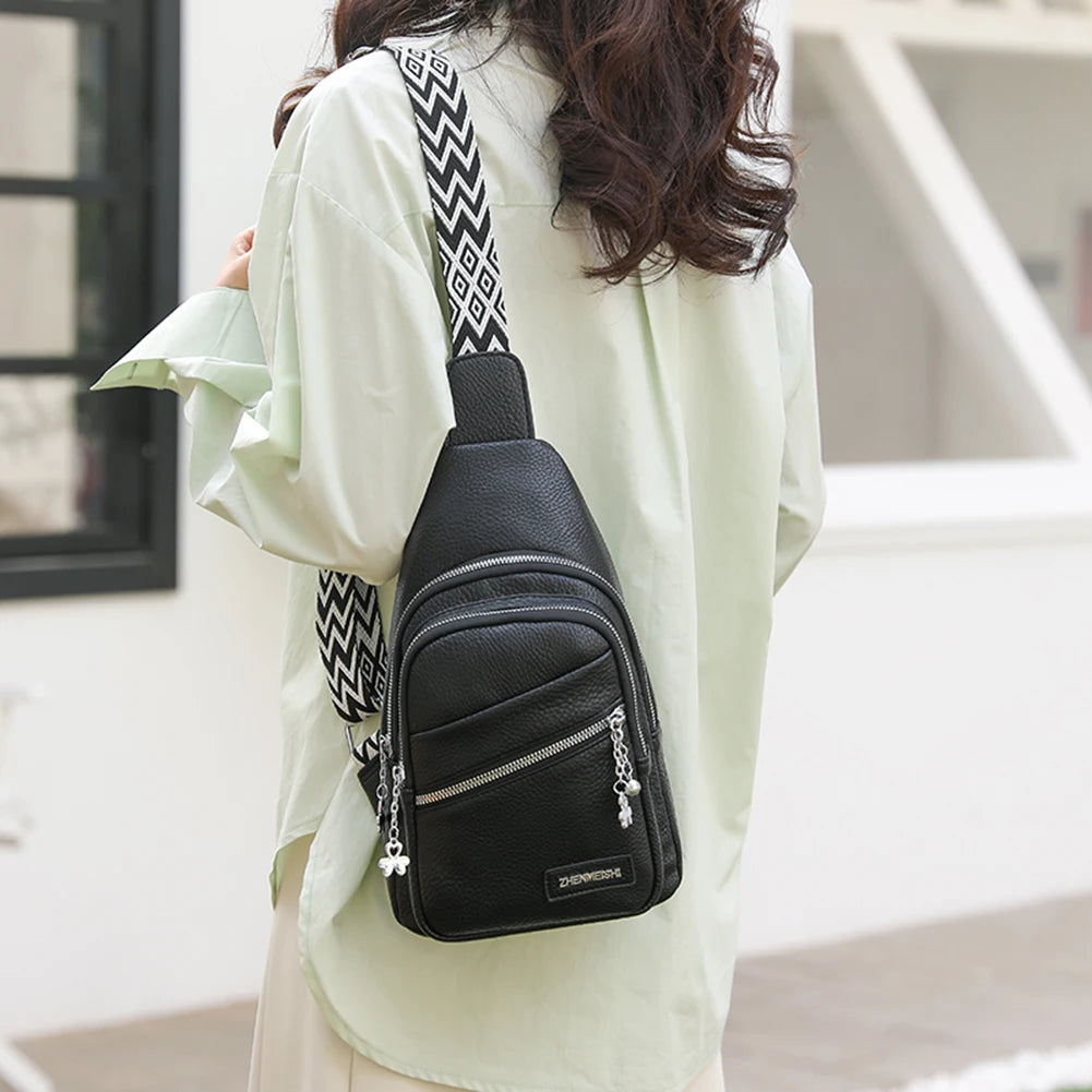 Hemasa Women Sling Chest Bags Fanny Pack Fashion Leather Waist Bags Multifunctional Waist Pouch For Phone Shopping Holder Banana Bag
