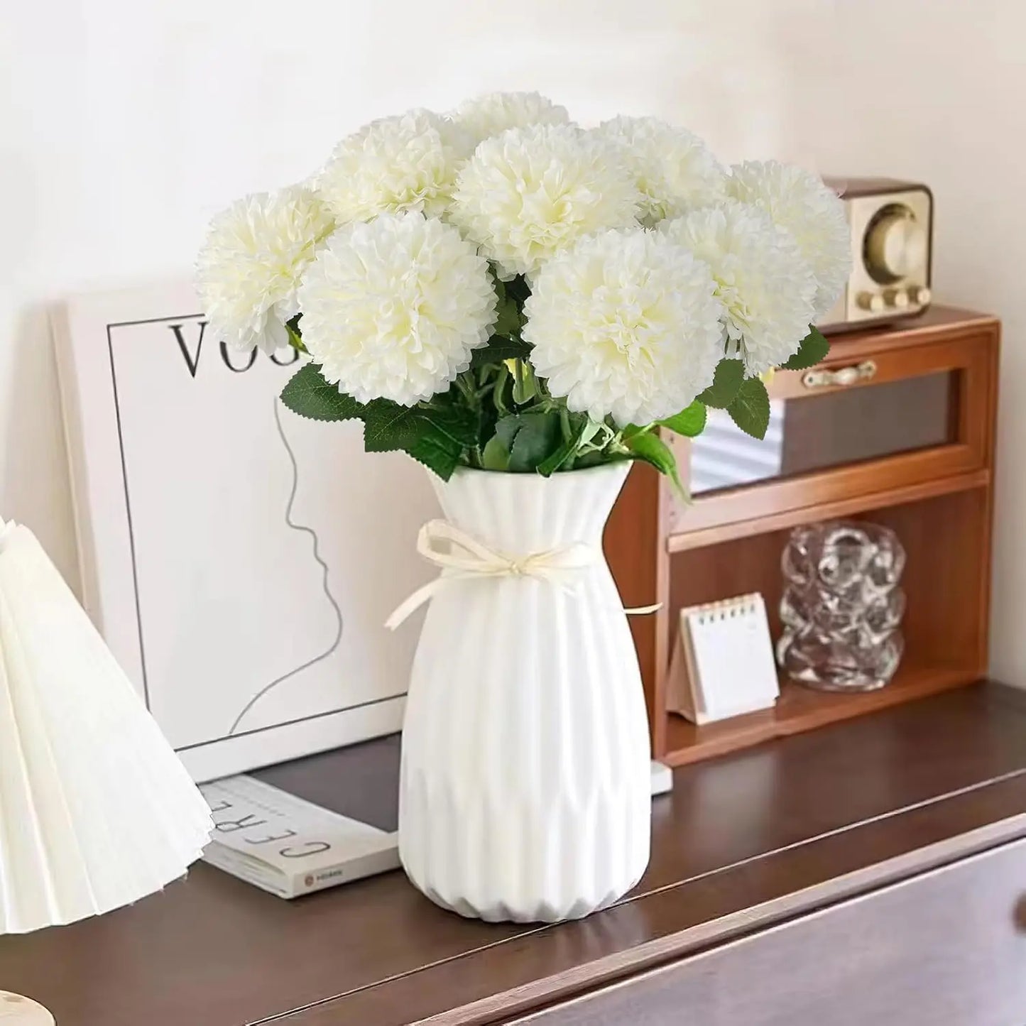 Tejesa 10 Pcs Artificial Flowers Faux Ball Chrysanthemum Bouquet Silk Wedding Bridal Bouquet For Home Garden Party Decoration