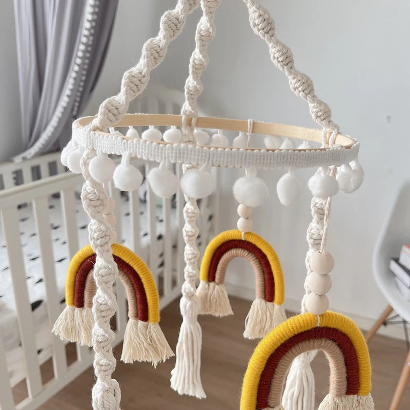 Bohemian Baby Crib Mobile Hanging Ornaments Rainbow Hanging Decorations for Bathroom Bedroom Newborn Toddlers Best Gifts