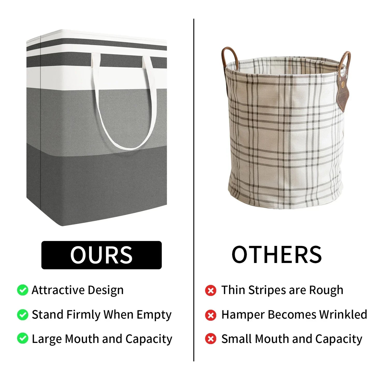 Tejesa  Waterproof  Large Laundry Baskets Freestanding Hamper Collapsible Tall Clothes Hamper with Extended Handles for Clothes