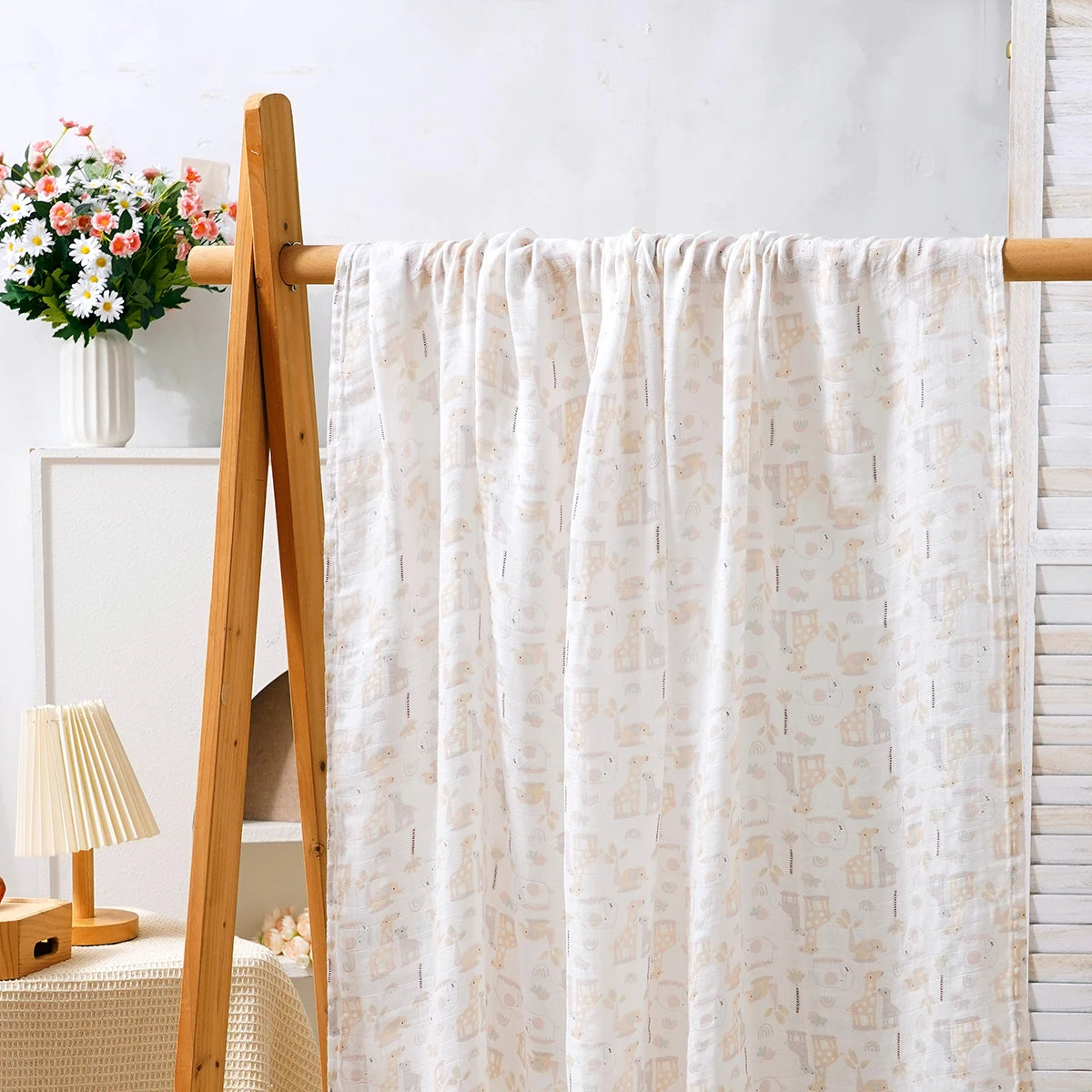 Tejesa 2Pcs Bamboo Cotton Baby Muslin Swaddle Blankets /Breathable Newborn Wrap Infant Bath Towels 120x110cm