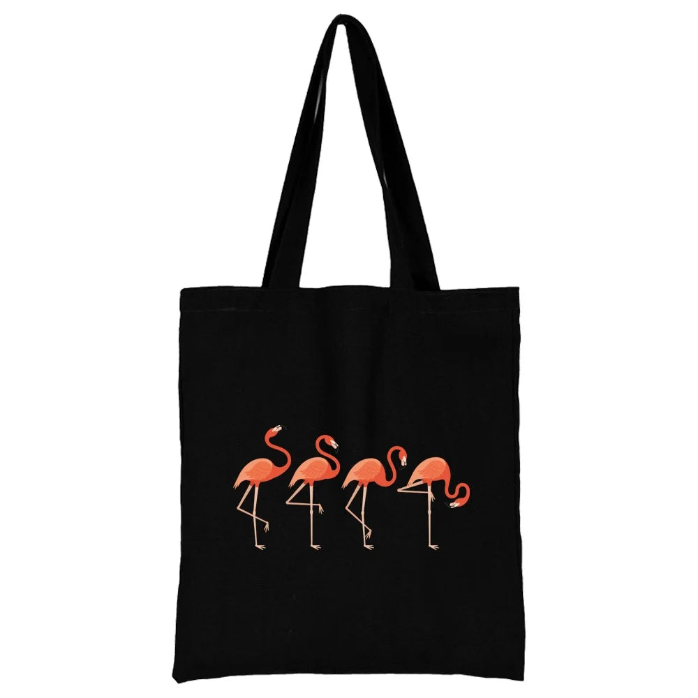 Tejesa Canvas Shopping Bag for Women /Shoulder Bags / Grocery Handbags /flamingo Print  Jute Bag