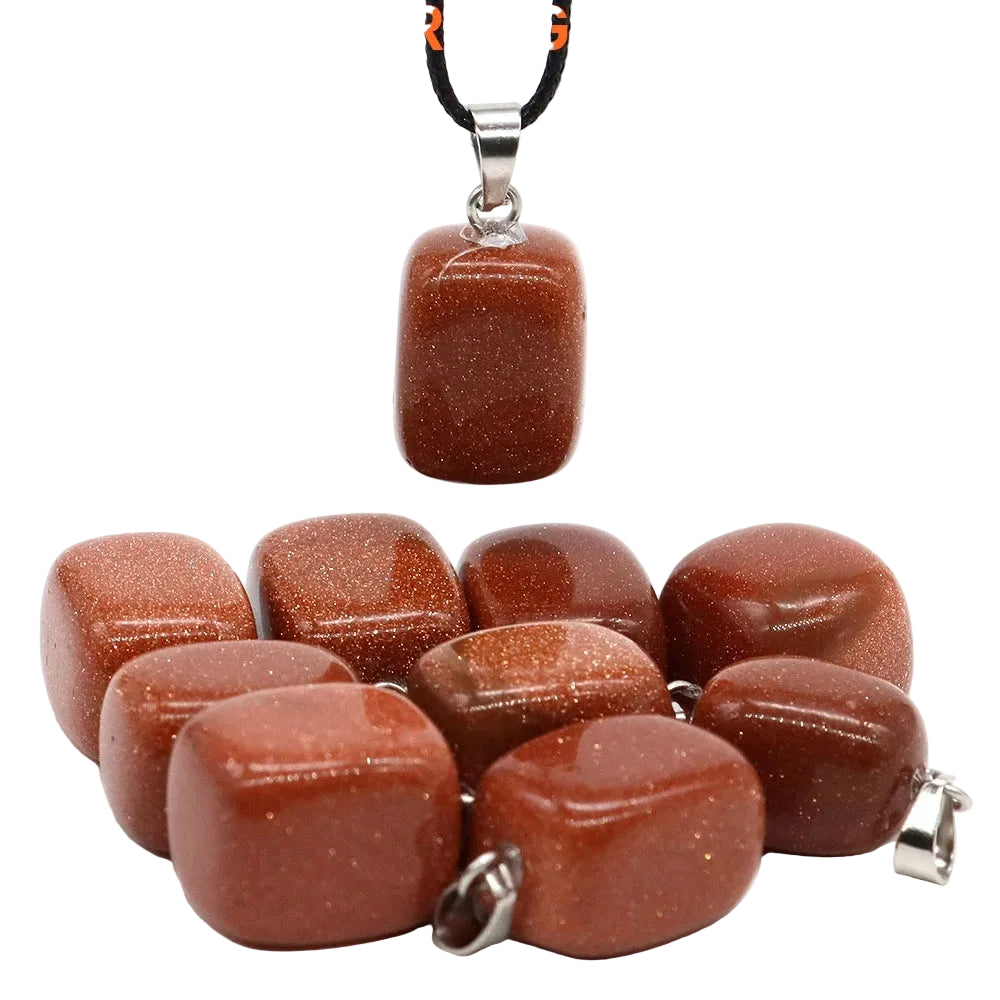 Natural Healing Irregular Tumble Stone Necklace Reiki Mineral Rose Quartz Tiger Eye Pendants for Women Men Jewelry Making Gifts
