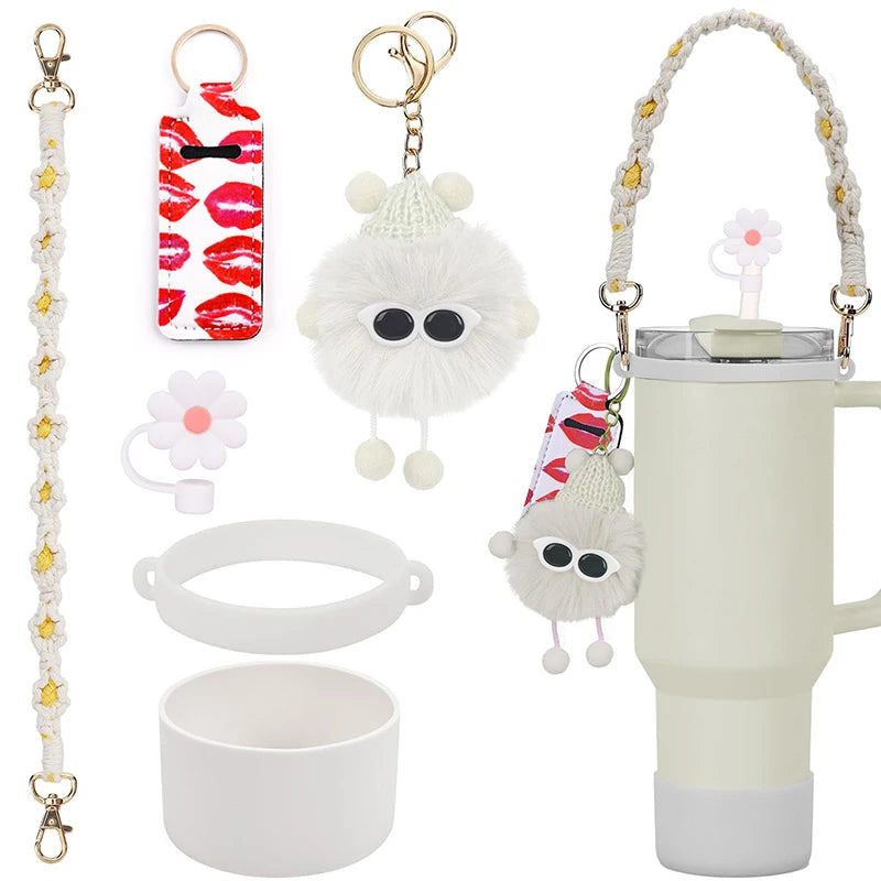 6PCS Use For Stanley Cup Tumbler Accessories 40oz 30oz,Compatible With Stanley Cup Tumbler Water Bottle Handle Sling Strap