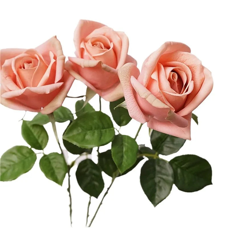 10Pcs Artificial Moisturizing Rose Real Touch Flowers Wedding Bridal Bouquet Fake Roses Home Living Room Decoration Party Floral