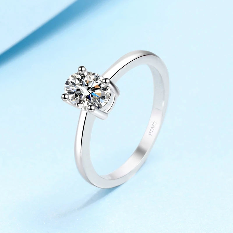 Hemasa New Style  Female PT950 Platinum Wedding Band for Women  1CT Pigeon Egg Shape Moissanite Diamond Luxury Fitting Party