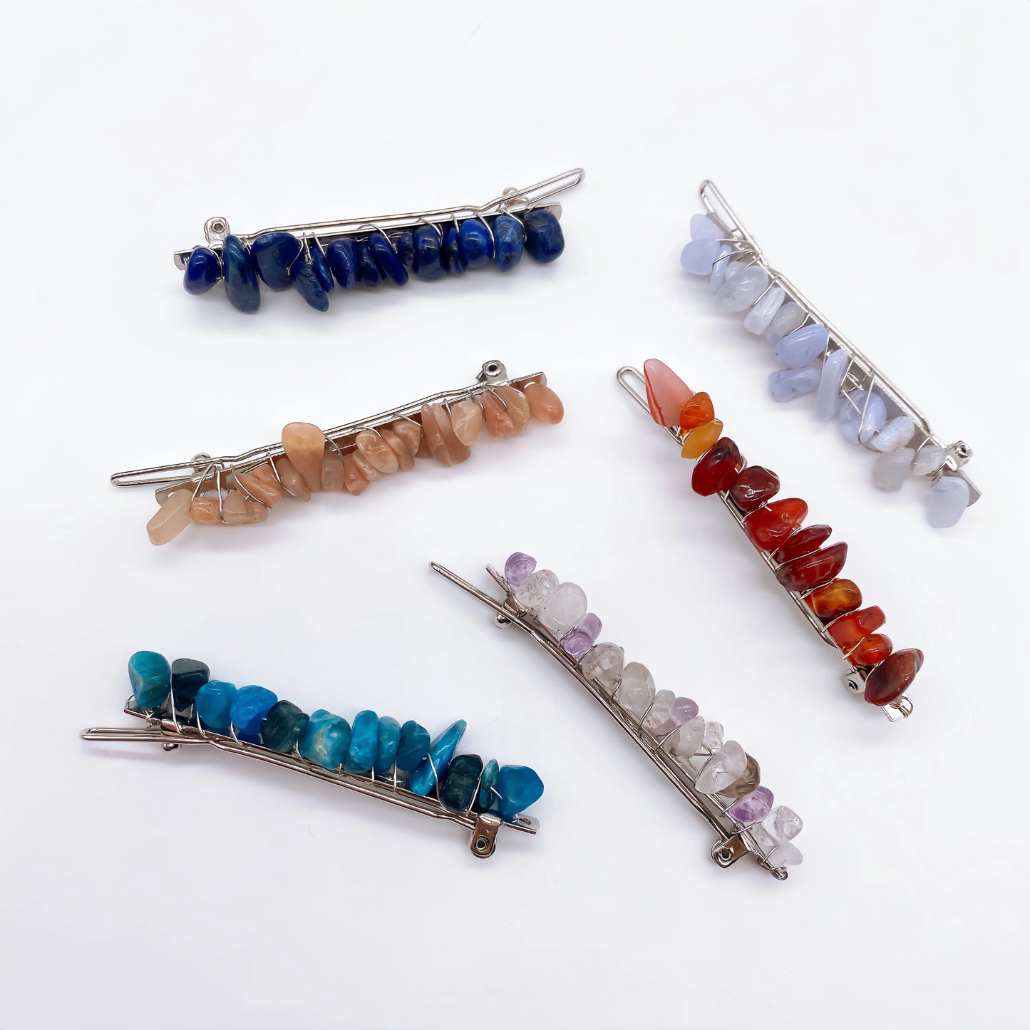Natural Amethyst Gravel Crystal Hair Clips For Women Girl Rose Quartz Stone Hairpin Bridal Barrettes Headwear Home Decor