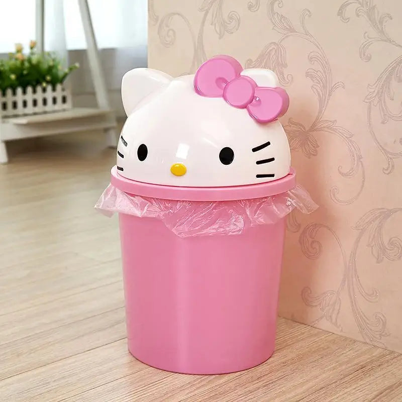 Hemasa  Hello Kitty Cute Cartoon Desktop Wastebasket Home Trash Bin Garbage Car Trash