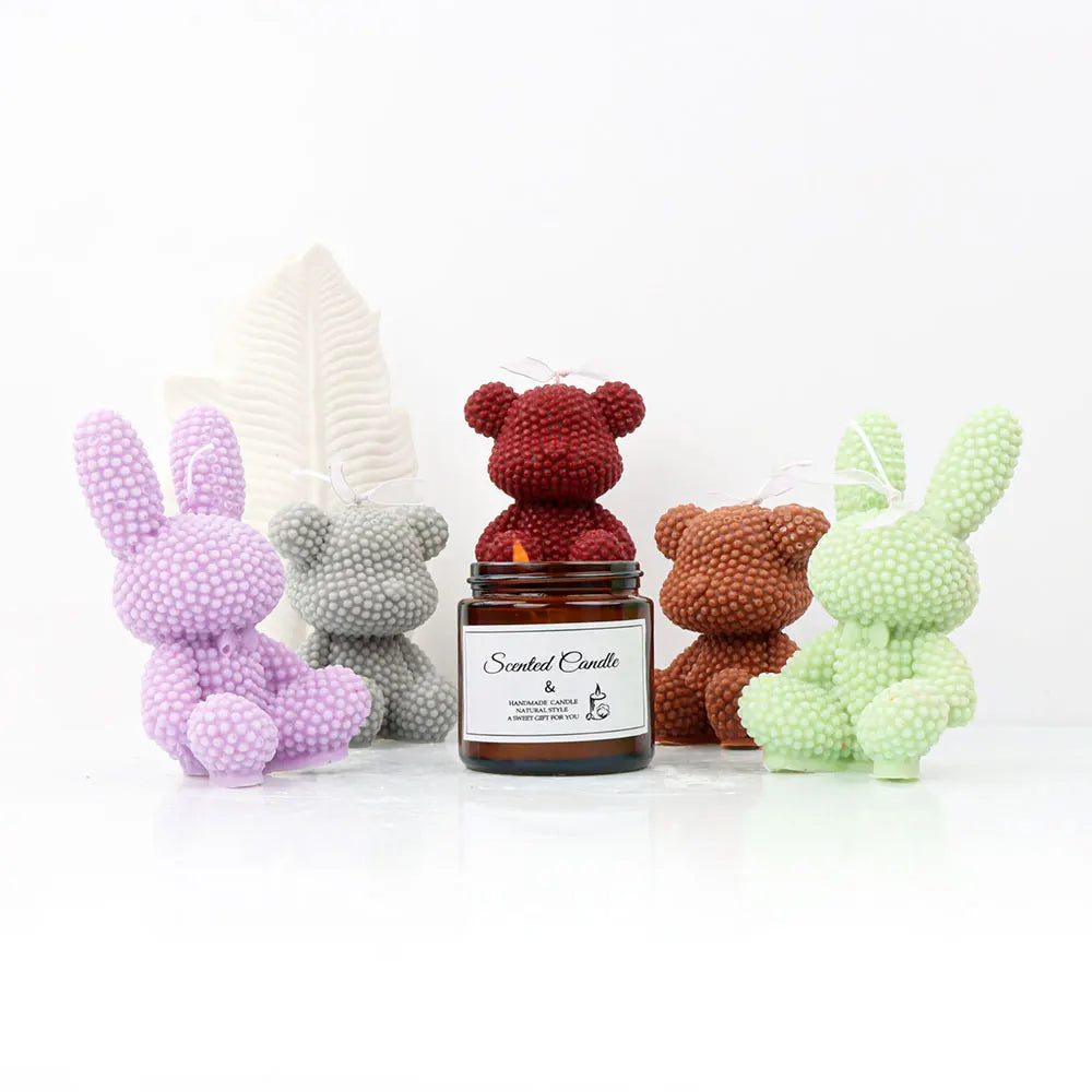 For Fun 3D Bear Rabbit Silicone Candle Mold DIY Scented Candles Handmade Soap Plaster Ice Cube Baking Mold Gift Making Decor