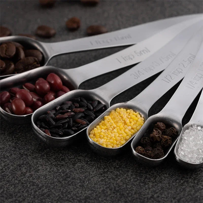 Tejesa 6Pcs Stainless Steel Measuring Spoon Set /Coffee Sugar Tea Spice Measuring Scoop Set With Scale For Kitchen Baking Measuring Tool