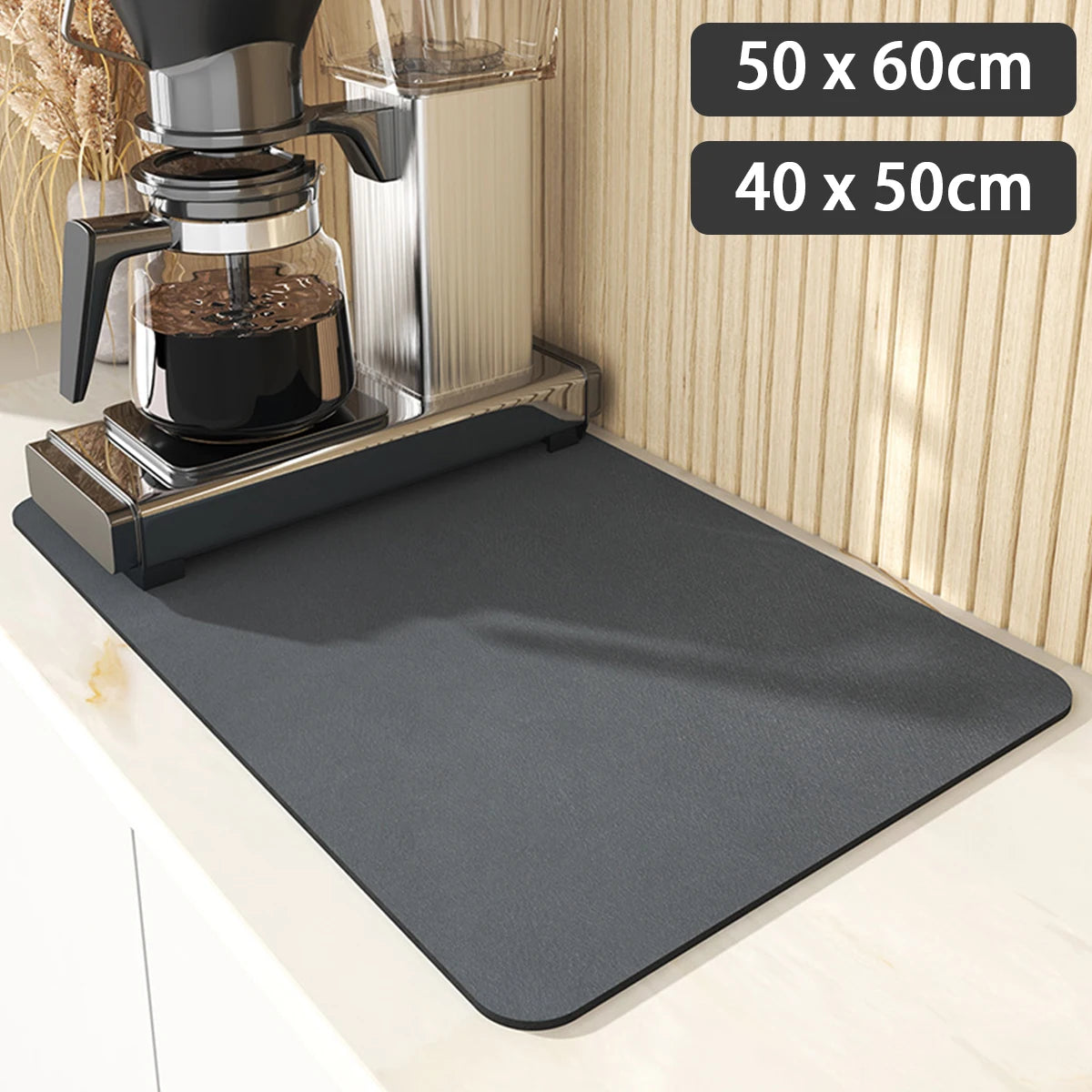 Tejesa  Grey Colour Absorbent Mat Kitchen Tableware Mat Dish Drying Pad Coffee Machine Mat Absorbent Drain Drying Mat Quick Dry Bathroom Drain Pad