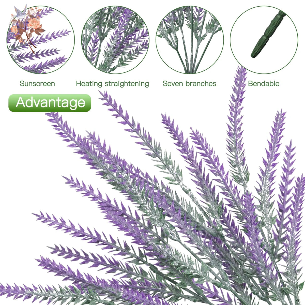 5Bundles Artificial Lavender Flowers 5 Fork Faux Fake Flower Wedding Decor Plastic Hanging Plants Home Garden Porch Decoration