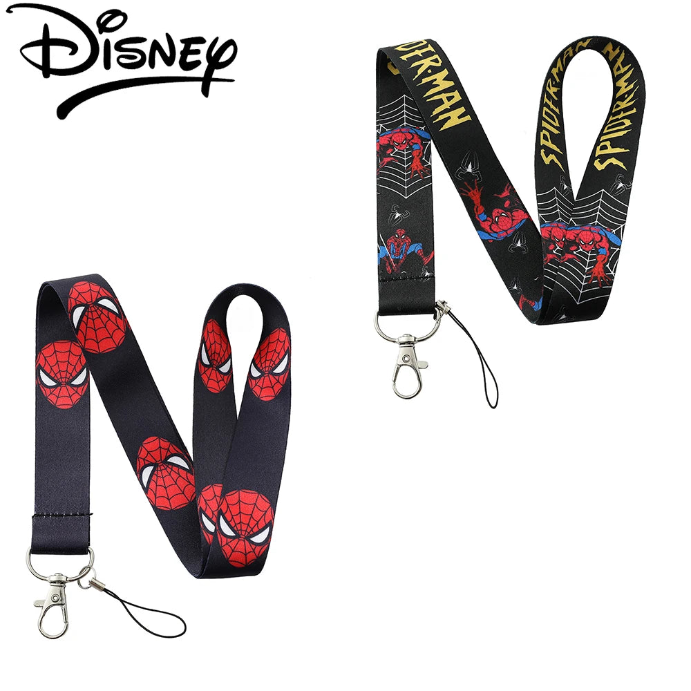 Disney Marvel Spiderman Neck Phone Strap Lanyard Keychain for Wallet Charm Cartoon Lariat Student Chain Anti-lost Decoration