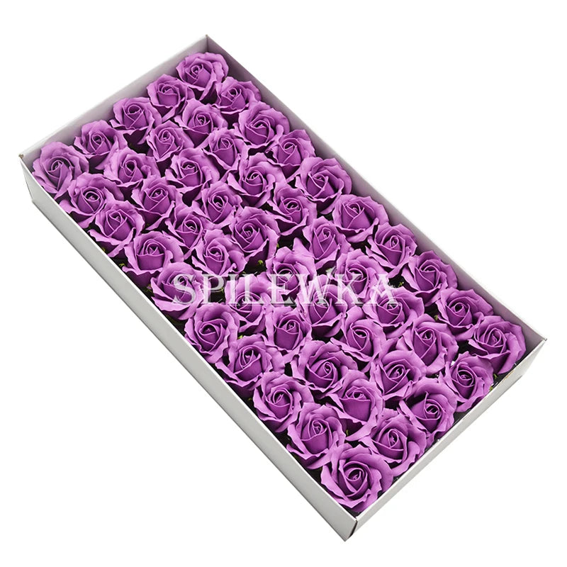 Tejesa 50 Pcs 3-Layer Rose with Curly Petals Fake Flowers Heads Wedding DIY Gift Box Valentine's Day/home/decor
