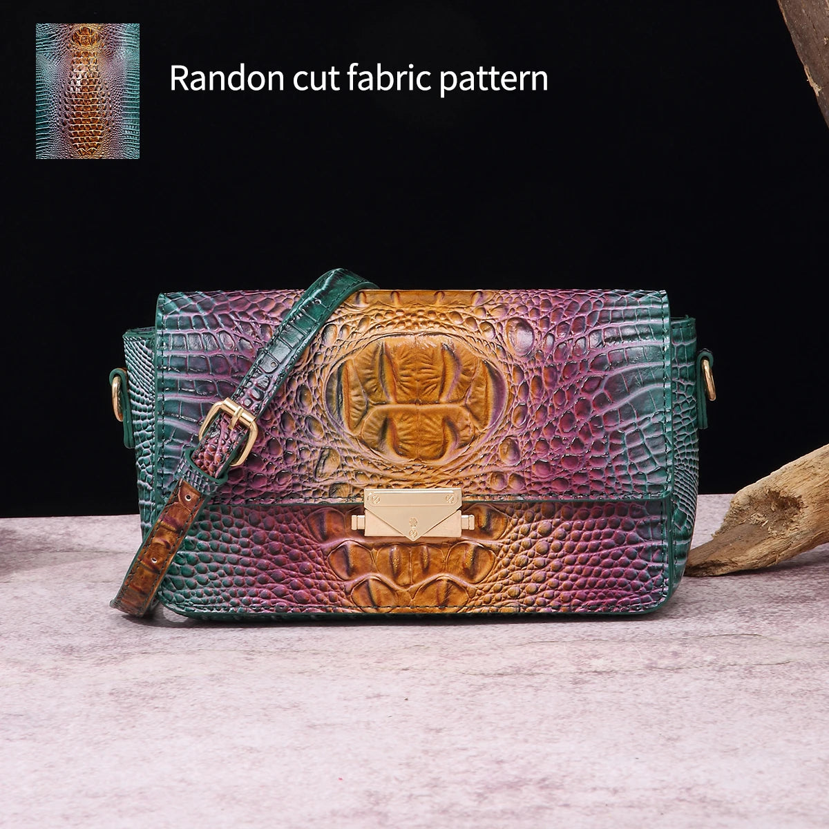 Colorful crocodile pattern classic lock buckle autumn and winter new product crossbody shoulder bag small square bag