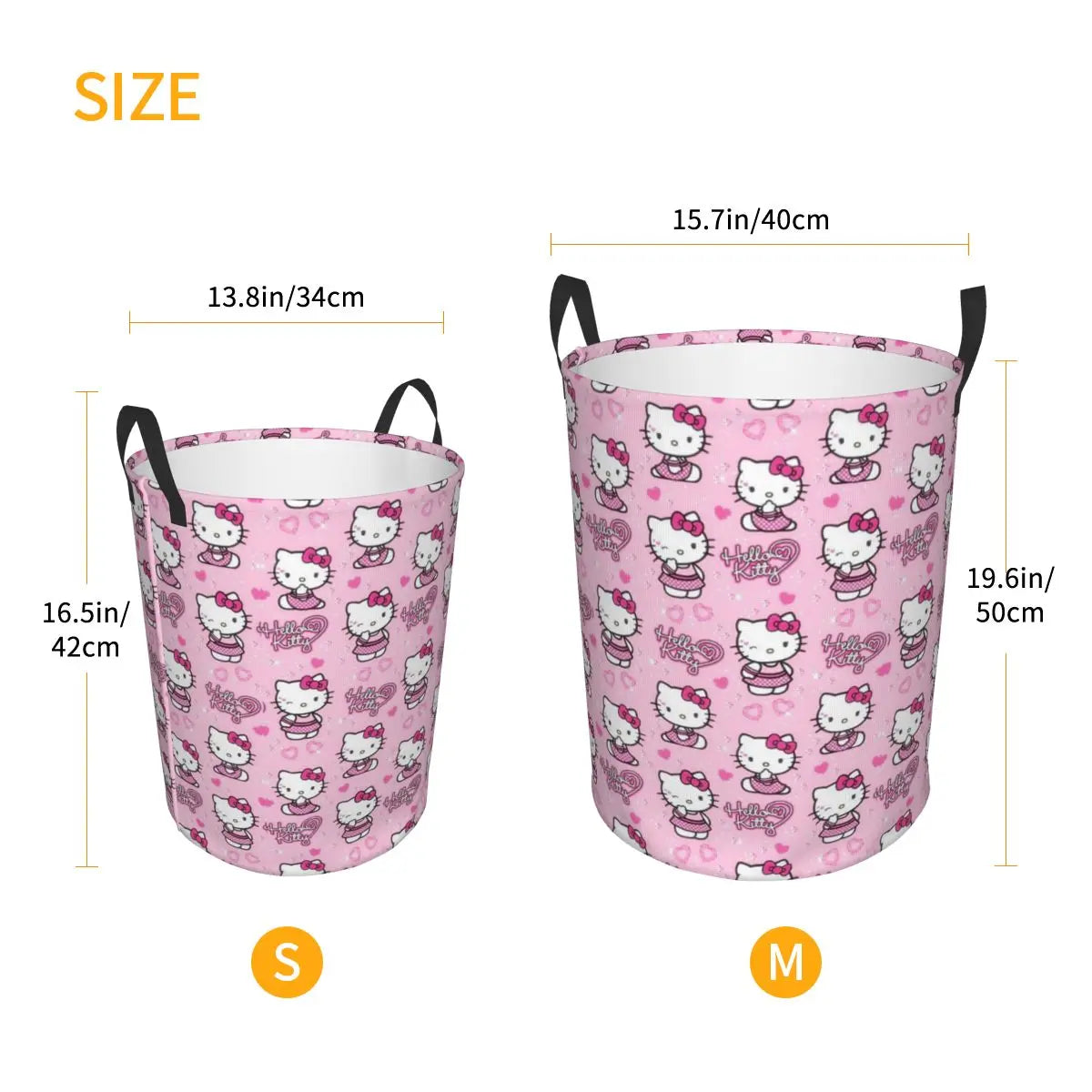 Hemasa Hello Kitty Laundry Hamper Large Storage Basket Cartoon Sanrio Girls Boys Toy Organizer (
