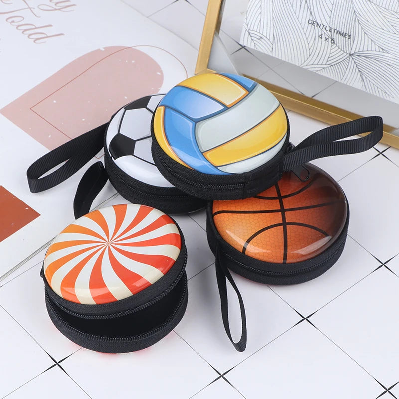 Heamsa  Cartoon Ball Pattern Coin Purse For Kid Boys Girls Small Gift Fashion Change Purses Mini Wallets Zipper Storage Box