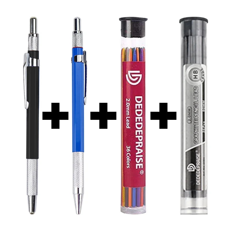 DEDEDEPRAISE Sketch 2.0MM Press Mechanical Pencil & 36colors Leads Drawing Colored Pencils Automatic Pencils Replacement Leads
