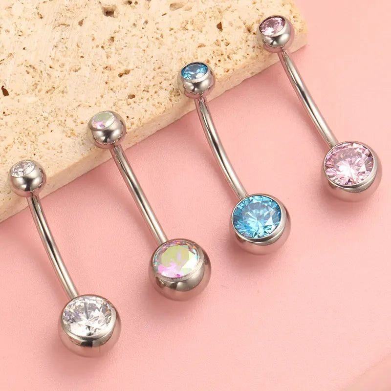 G23Titanium 14G 8/10/12/14mm Surgical Titanium Belly Button Rings Zircon Navel Bar Body Piercing Jewelry Nombril Ombligo Barbell