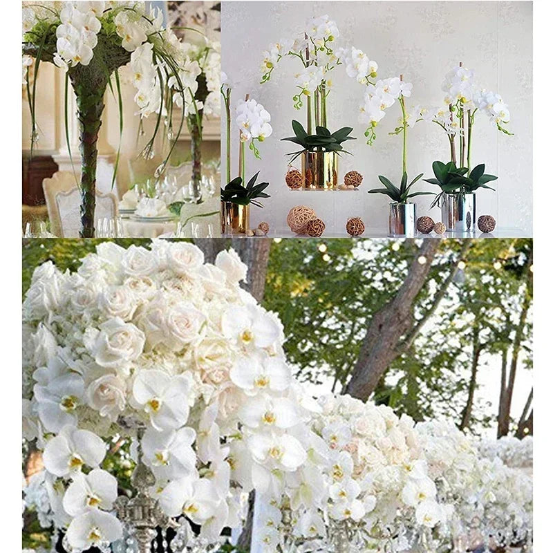 32" Artificial Butterfly Orchid Fake Phalaenopsis Flowers 6 Pcs Artificial Orchid Stem Plants for Wedding Home Decoration