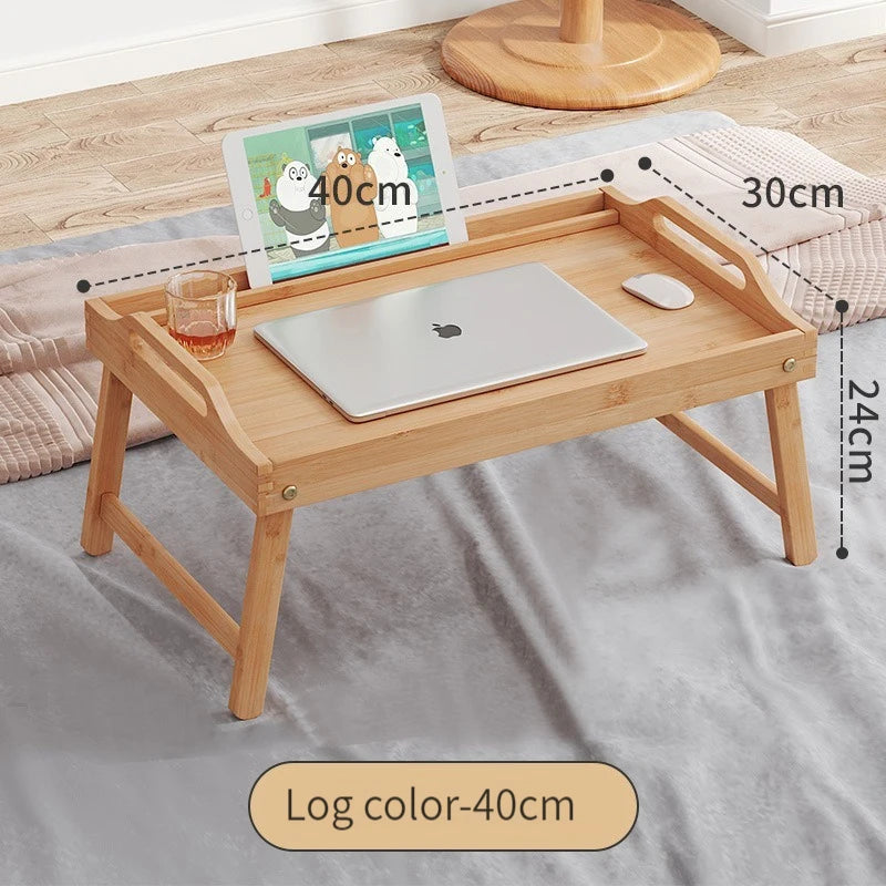 Hemasa  Bamboo Wood Bed Tray Portable Folding Laptop Desk Tea Food Serving Table Folding Leg Laptop Desk On The Bed