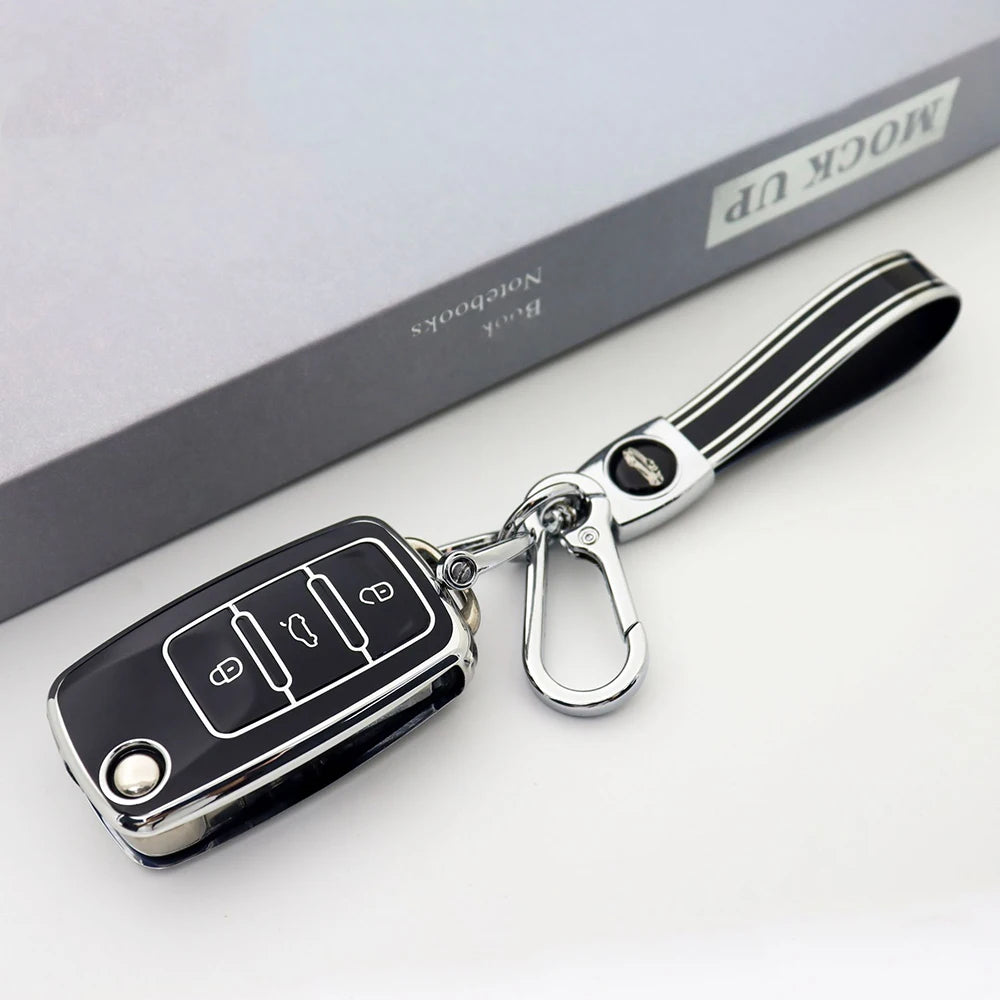 For VW Golf Polo Bora Beetle Tiguan for SKODA Fabia Superb for SEAT Leon Toledo Altea Ibiza TPU Remote Key Fob Case Cover