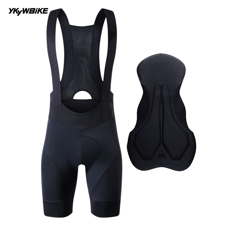 YKYW Men's Pro Team Bib Shorts Summer Outdoor Wear Breathable Bicycle Sports Clothing Tights Bike Blue Gray Bib Shorts 6 Hours