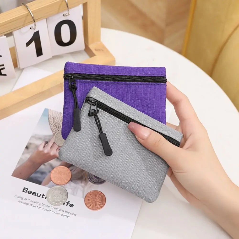 Korean Style Ox Cloth Coin Purse Portable Wallet Zipper Small Item Bag Coin Purse Solid Color Card Storage Bag Travel