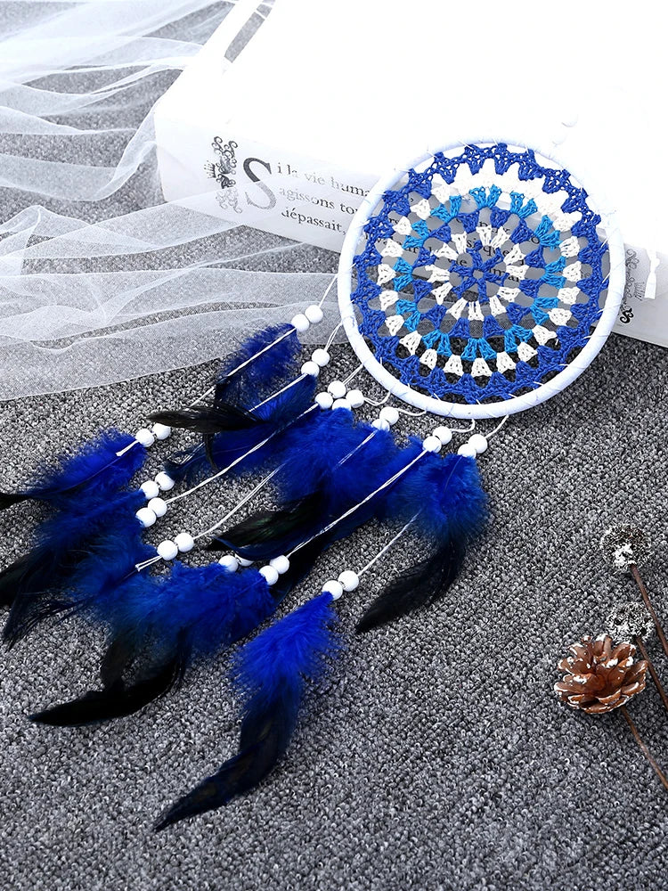 Tejesa Dream Catcher Office Bedroom Hanging Ornaments Creative Hand-Woven Feather Car Pendant Wall Decor Birthday Gift Home Decoration