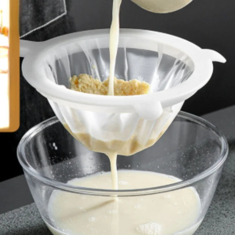 Hemasa 100/200/400 Mesh Kitchen Nut Milk Filter Ultra-fine Mesh Strainer Nylon Mesh Filter Spoon for Soy Milk Coffee Yogurt Strainers