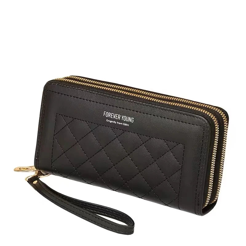Hemasa Women's Mobile Phone Bag with Double Zipper Wallet large capacity Card Bag Coin Purse