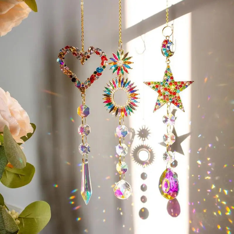 Sun Catcher Crystal Chandelier Decor Stained Glass Ball Hanging Pendant Light Catcher Reflective Home Garden Courtyard Decor