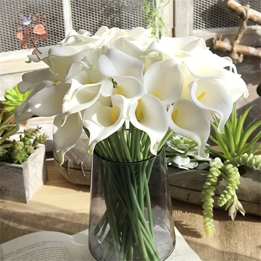 10Pcs Calla Lily Bridal Fake Flowers for Bridal Wedding Bouquet Real Touch Latex Artificial Calla Lilies Flower Home Party Decor