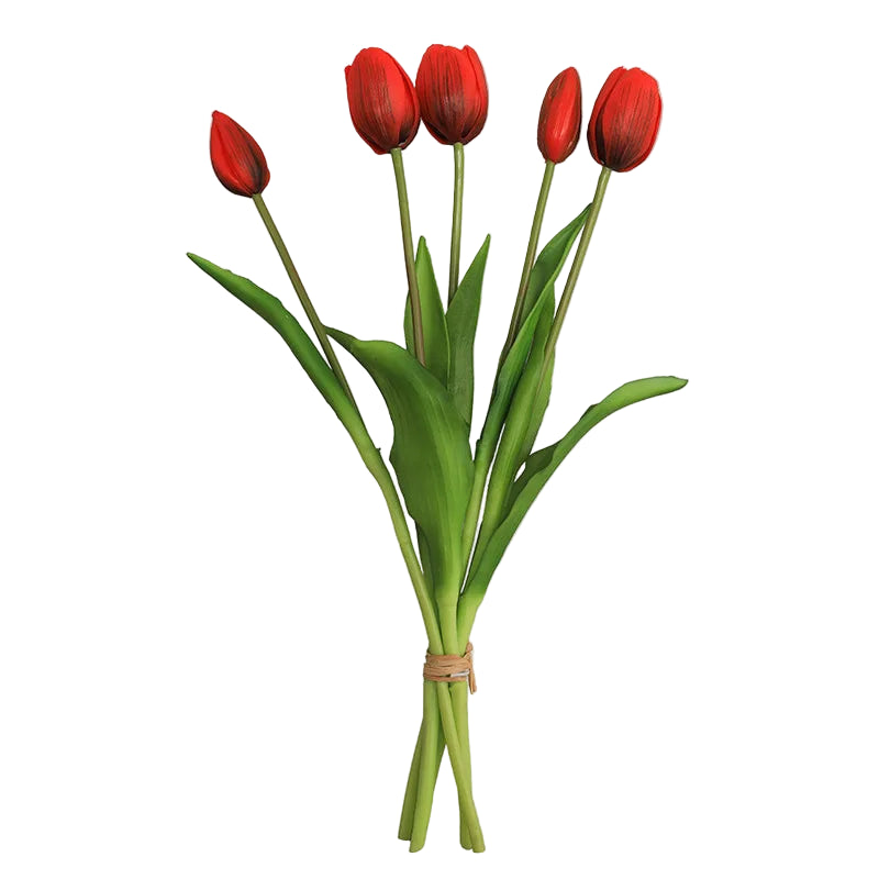 Tejesa 15pcs Real Touch Artificial Tulip Flowers Pink White Latex Tulip Bouquets for Office Wedding Party Home Room Decoration