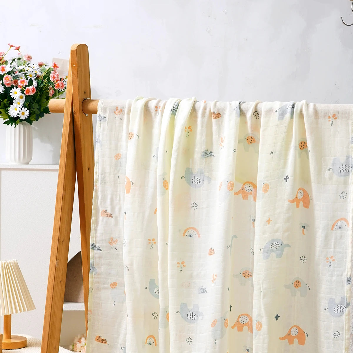Tejesa 2Pcs Bamboo Cotton Baby Muslin Swaddle Blankets /Breathable Newborn Wrap Infant Bath Towels 120x110cm