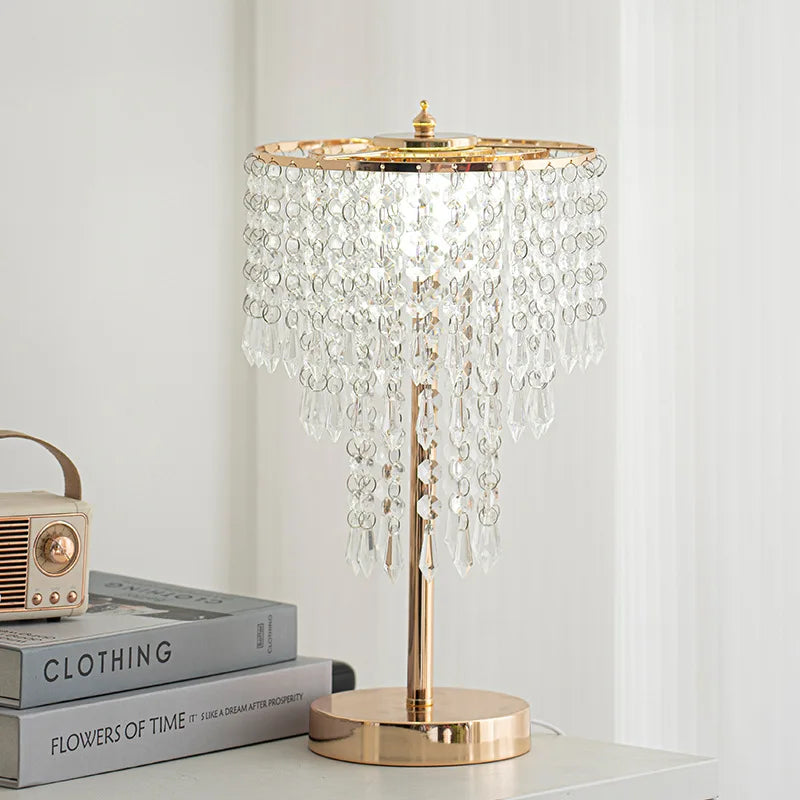 European Romantic Crystal Table Lamp LED Bedside Desk Light Bedroom Night Light High Quality Adjustable Warm White Modern Luxury